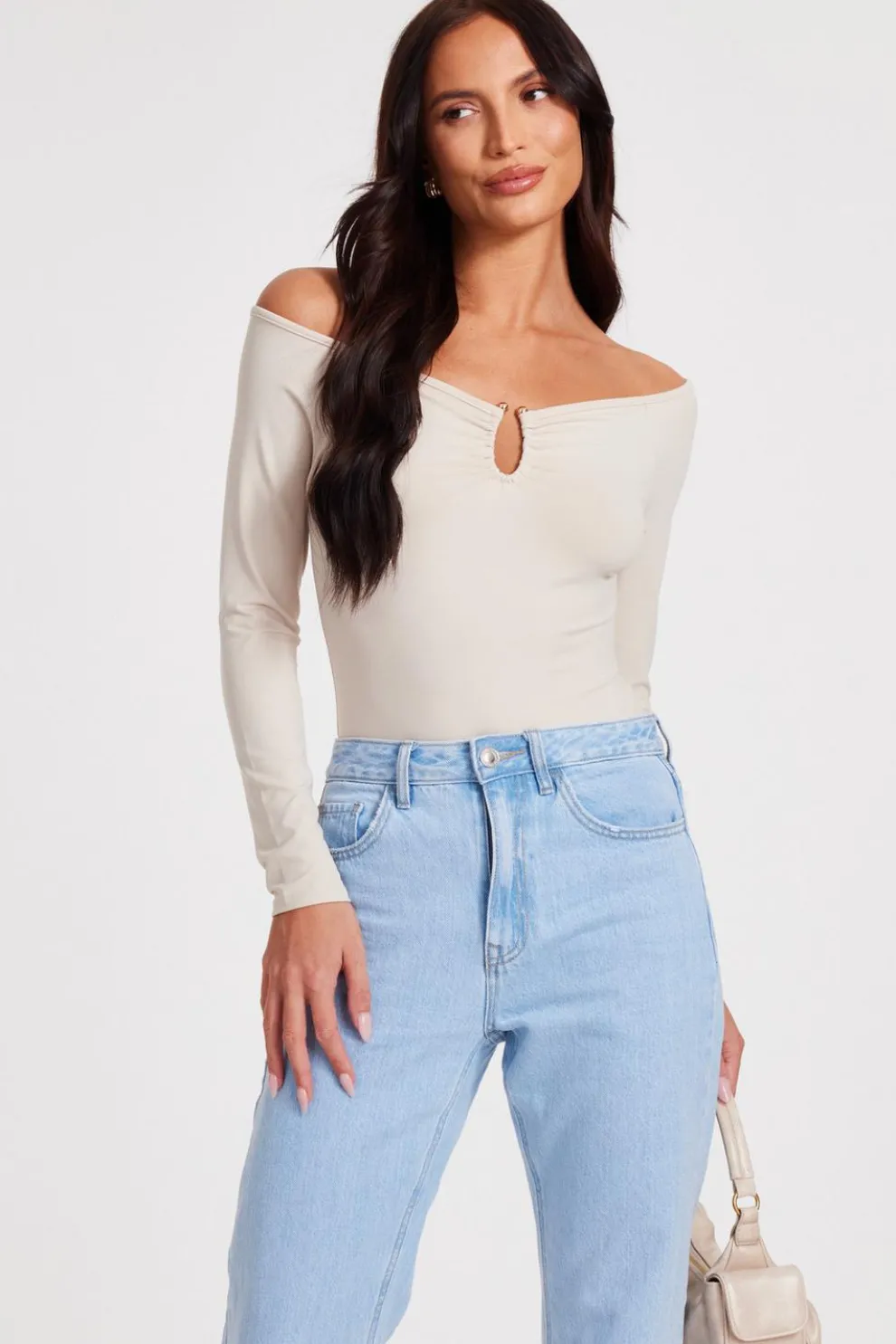Cream Bardot Bodysuit