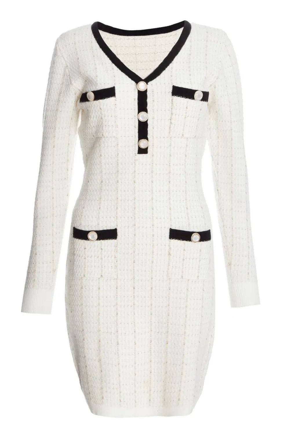 Cream Boucle Knit Jumper Dress