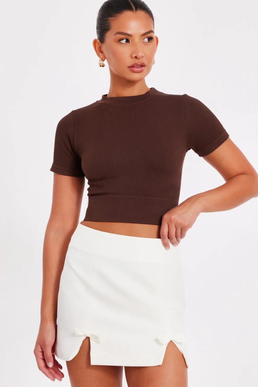 Cream Bow Detail Skirt