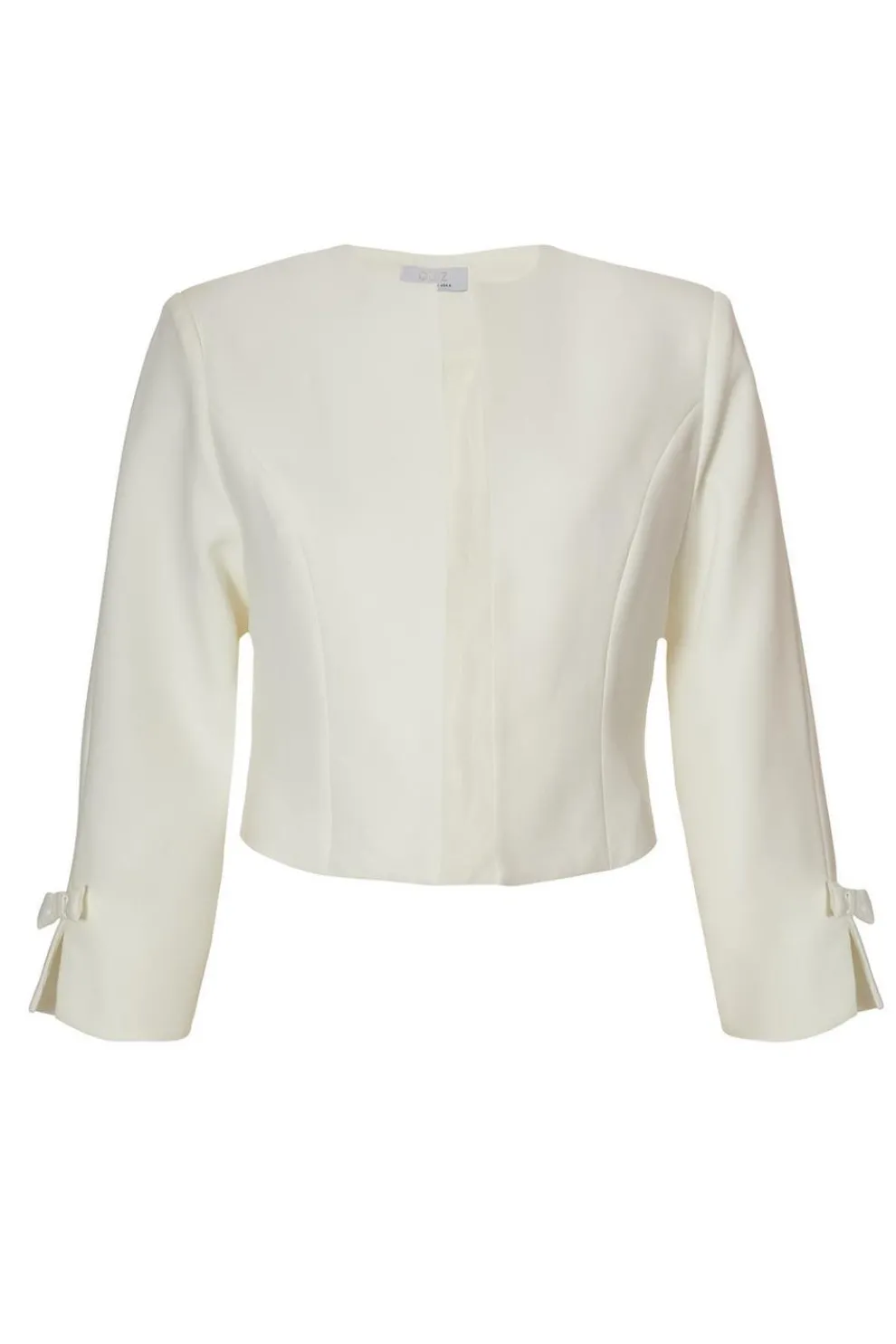 Cream Bow Sleeve Cropped Blazer