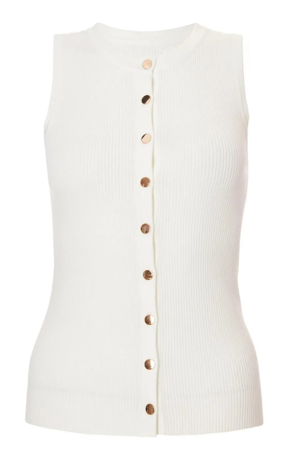 Cream Button Front Top
