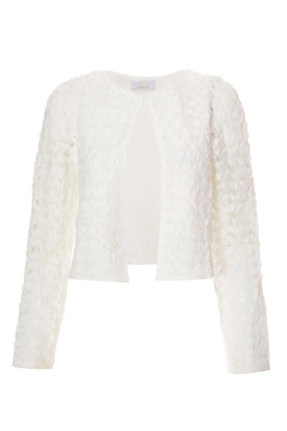 Cream Chiffon Floral Cropped Jacket