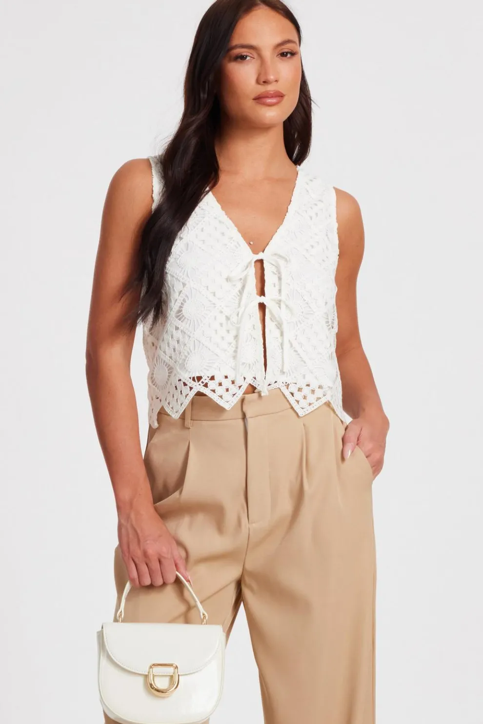 Cream Crochet Waistcoat