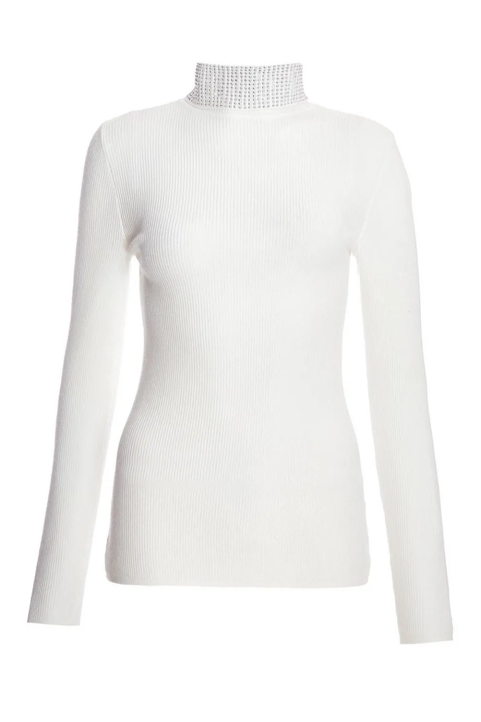 Cream Diamante Turtle Neck Jumper