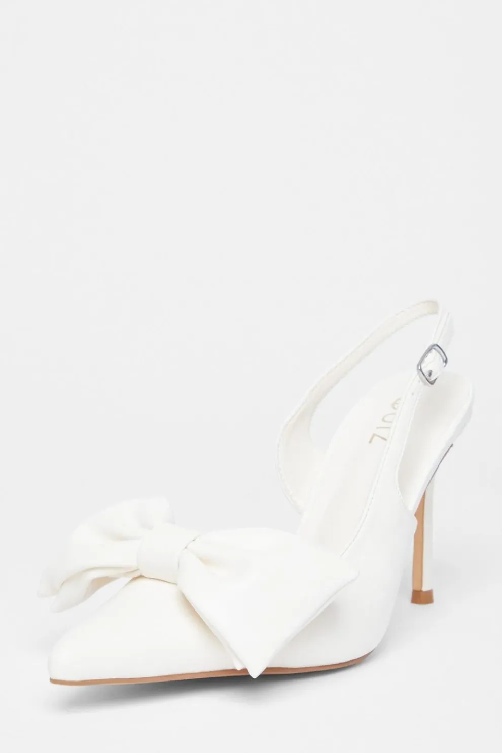 Cream Faux Leather Bow Court Heels