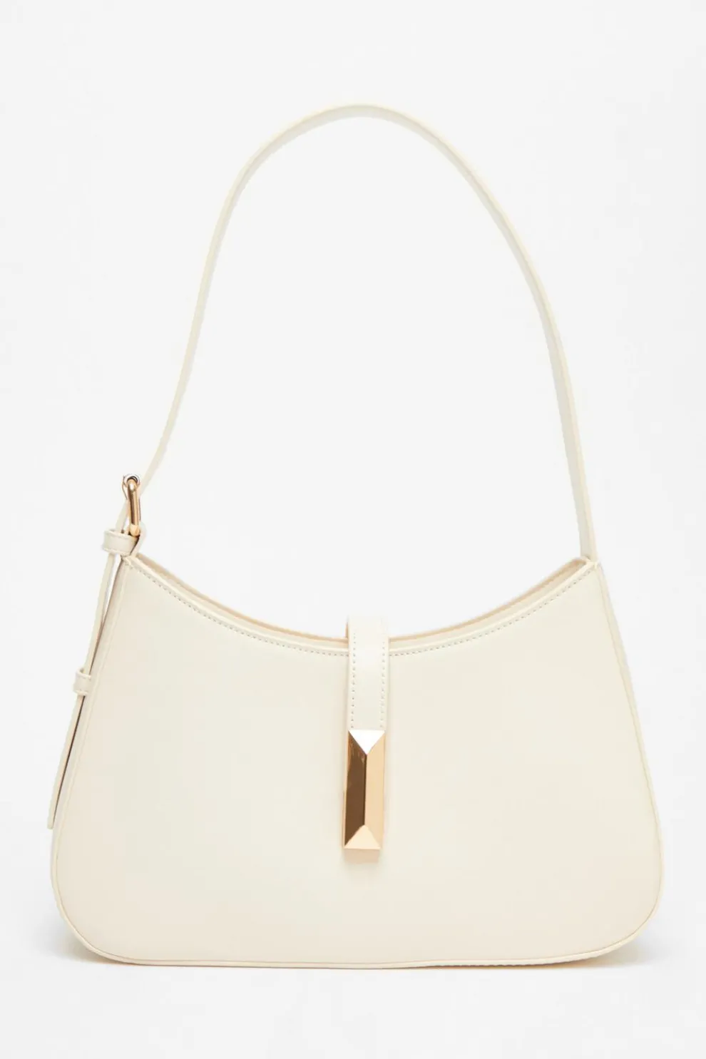Cream Faux Leather Shoulder Bag