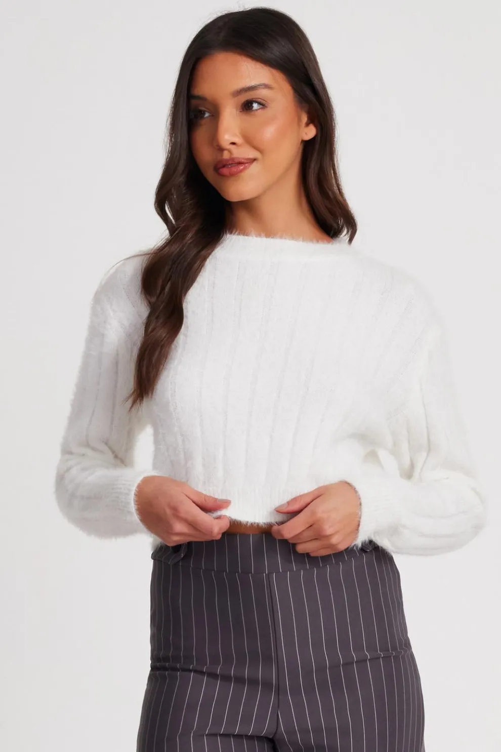 Cream Fluffy Knit Jumper