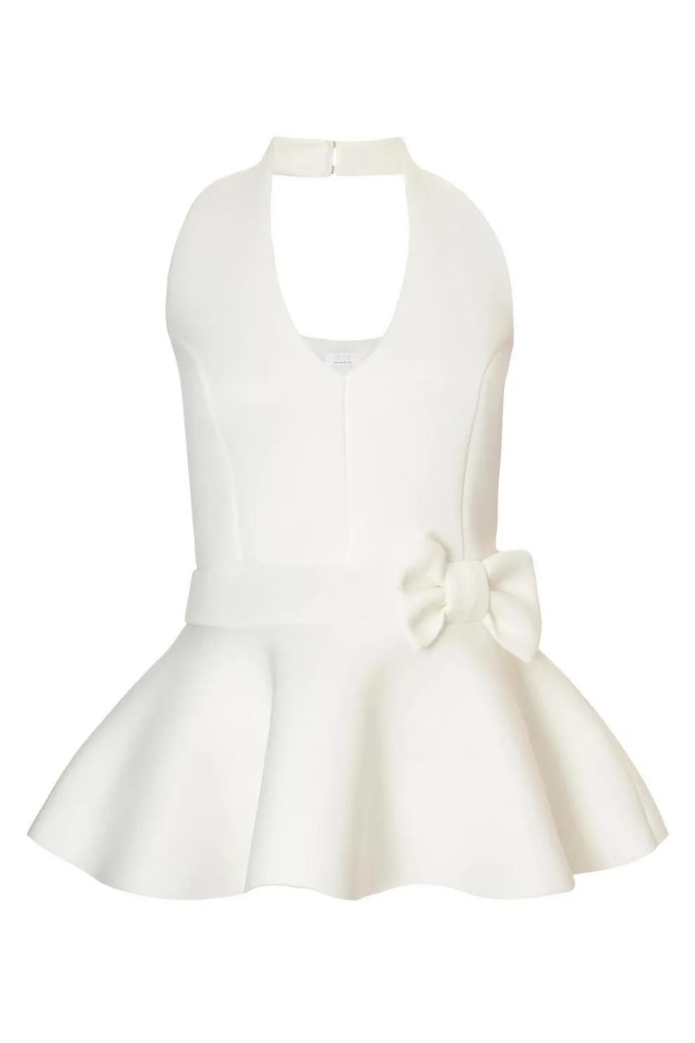 Cream Halter Neck Peplum Top