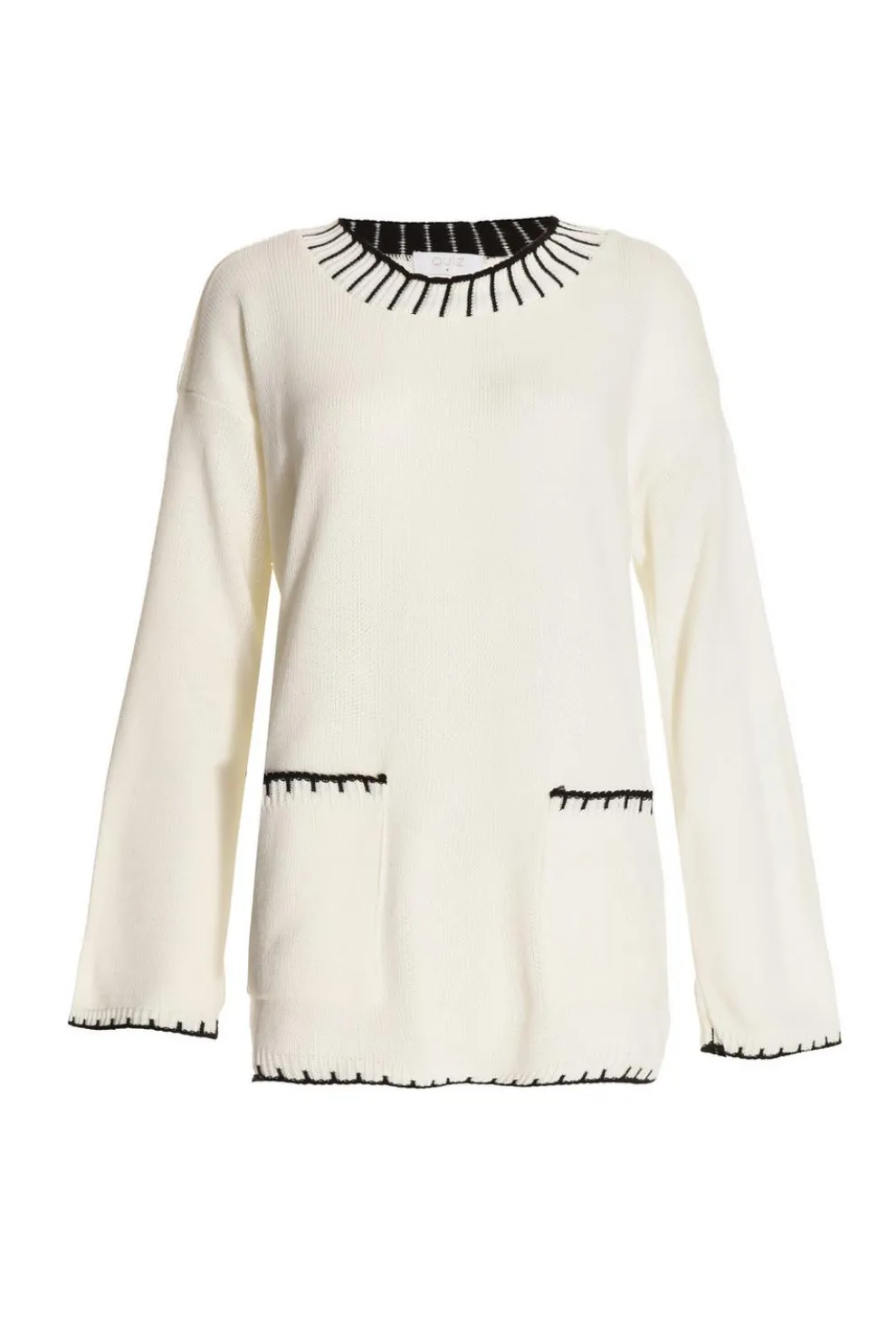 Cream Knit Contrast Stich Jumper
