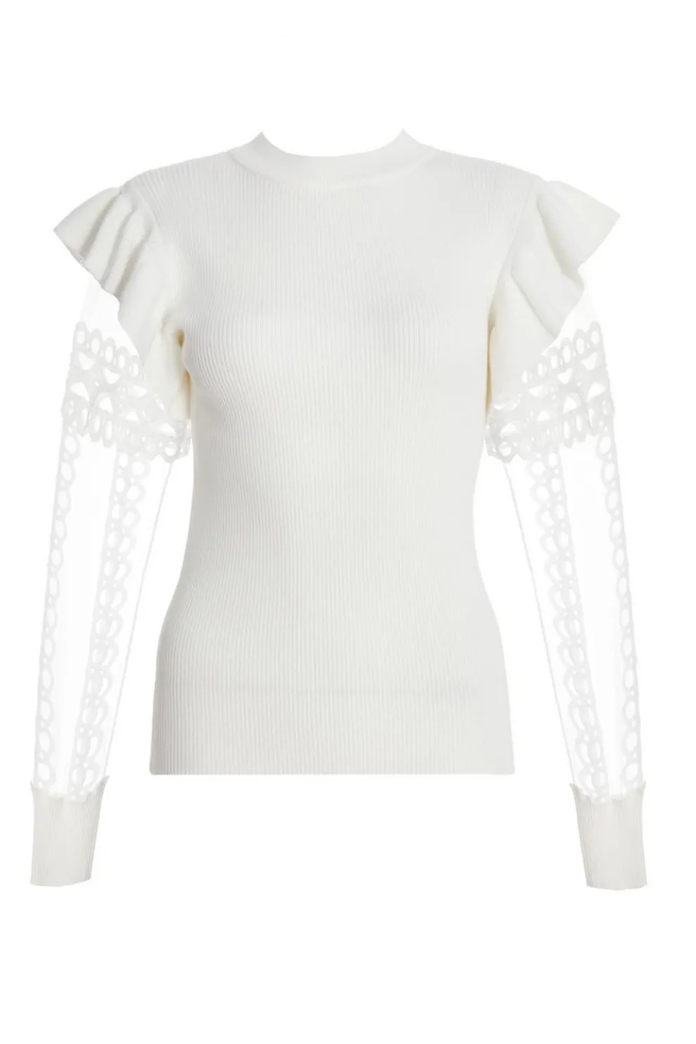 Cream Knit Mesh Sleeve Jumper