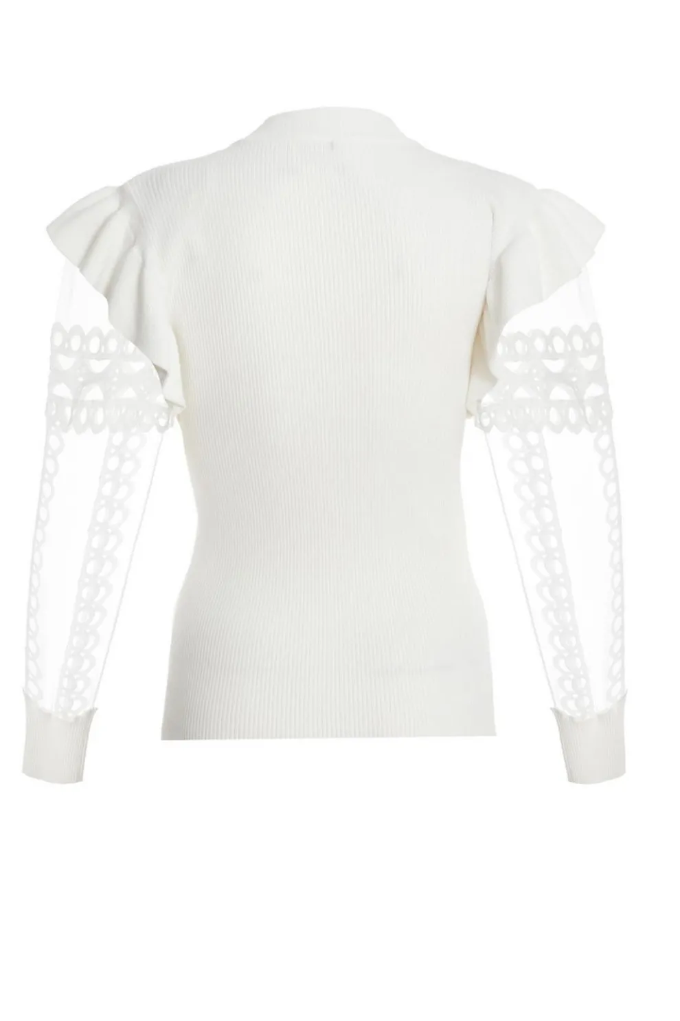 Cream Knit Mesh Sleeve Jumper
