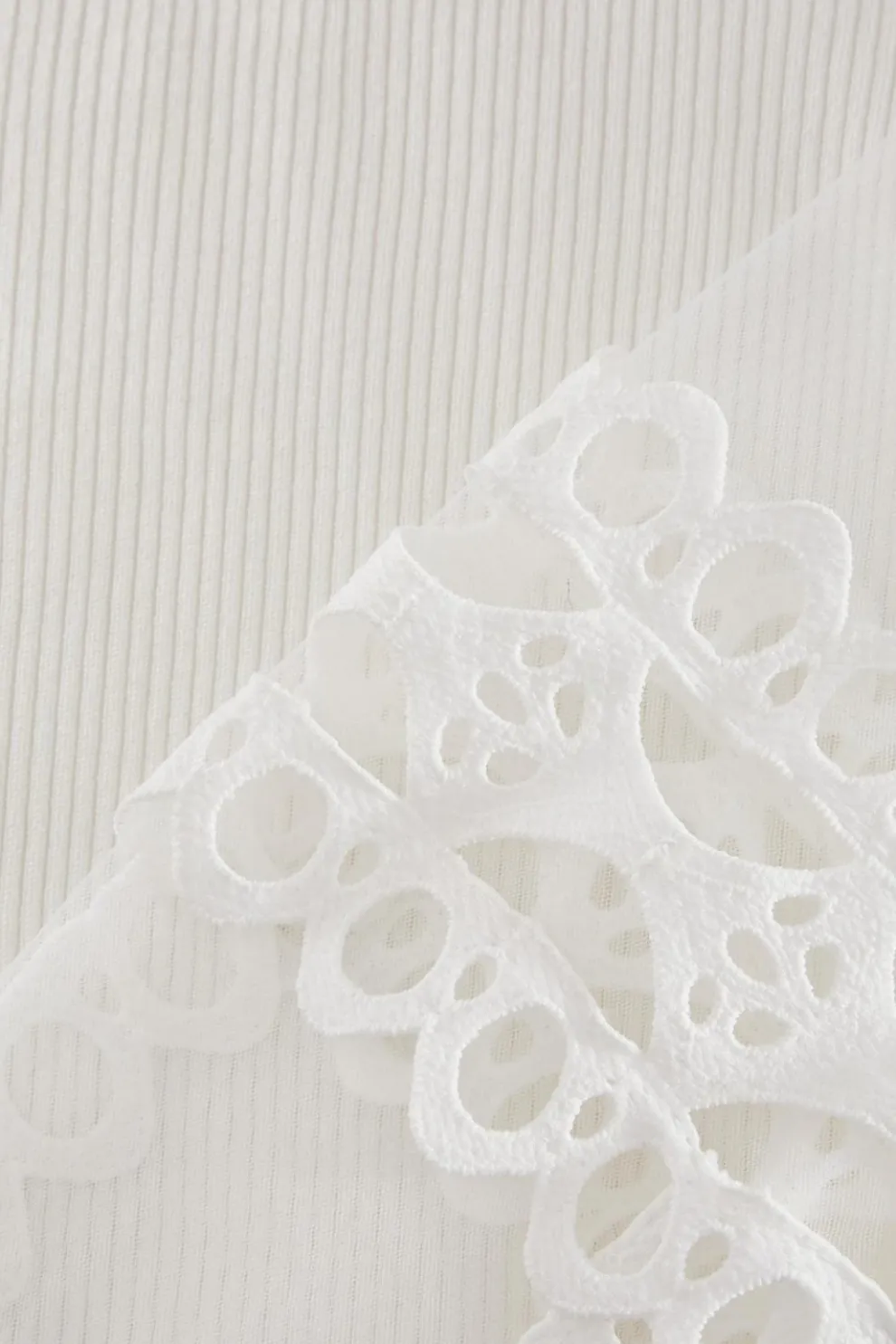 Cream Knit Mesh Sleeve Jumper