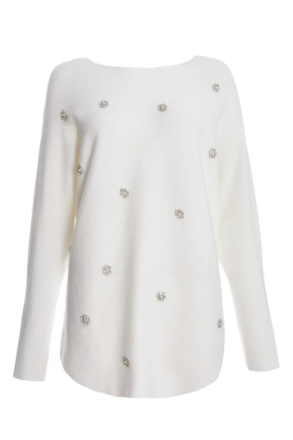 Cream Knitted Beaded Batwing Jumper