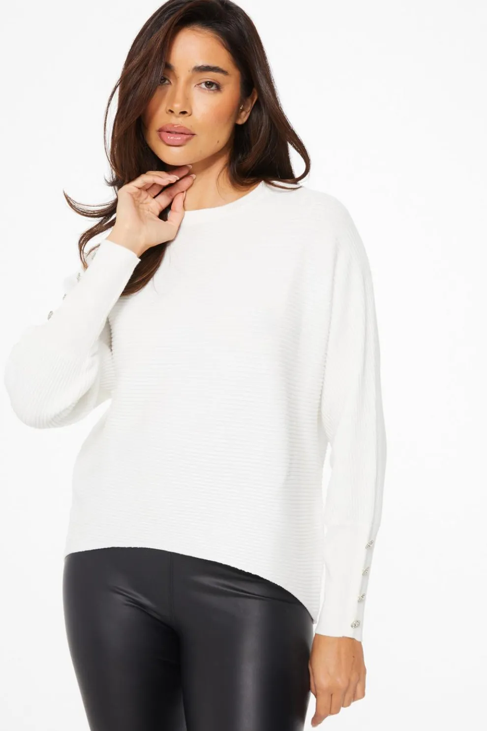 Cream Light Knit Buttoned Jumper