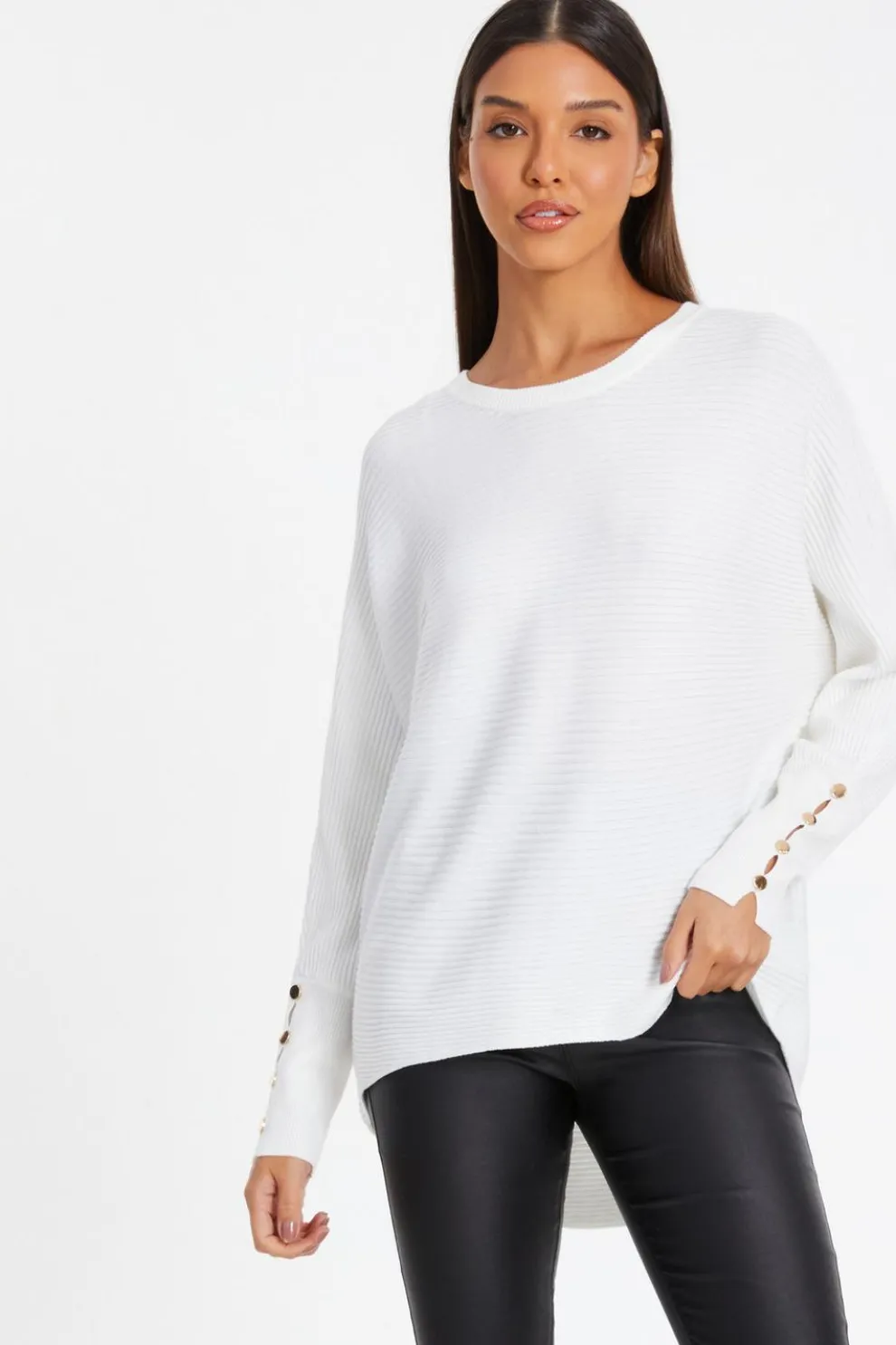Cream Light Knit Buttoned Jumper