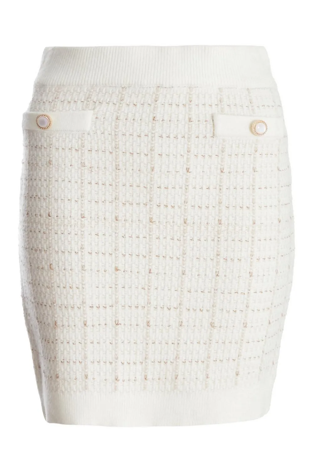 Cream Metallic Knit Skirt