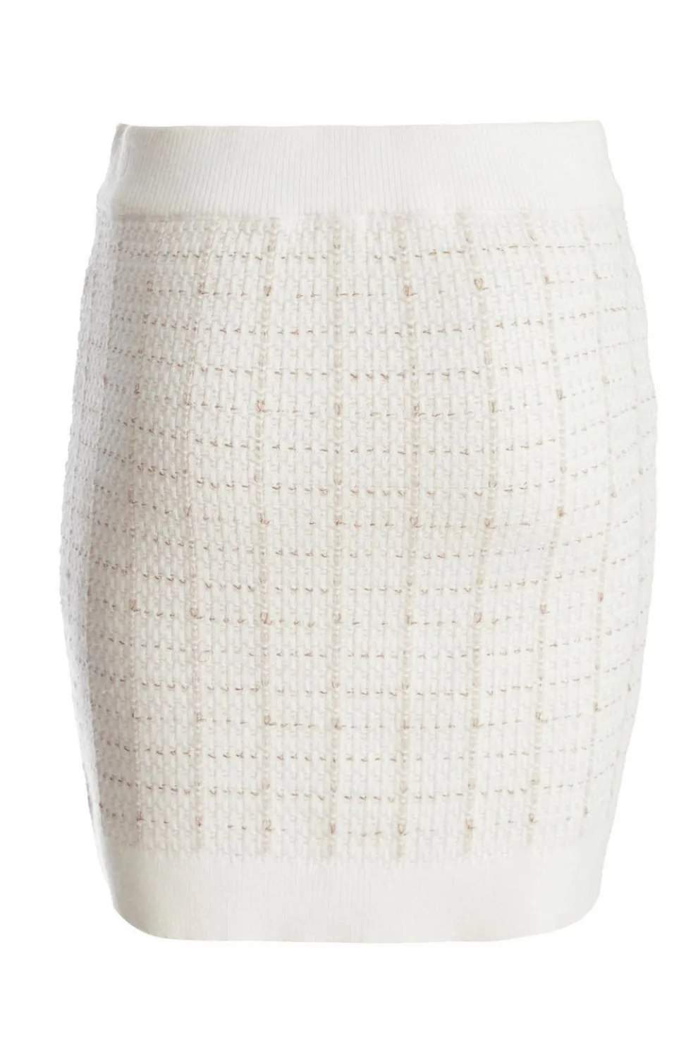 Cream Metallic Knit Skirt