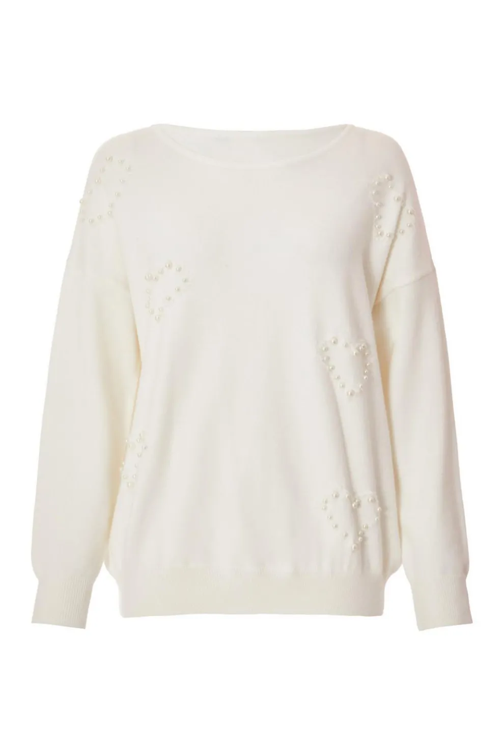 Cream Pearl Embellished Jumper