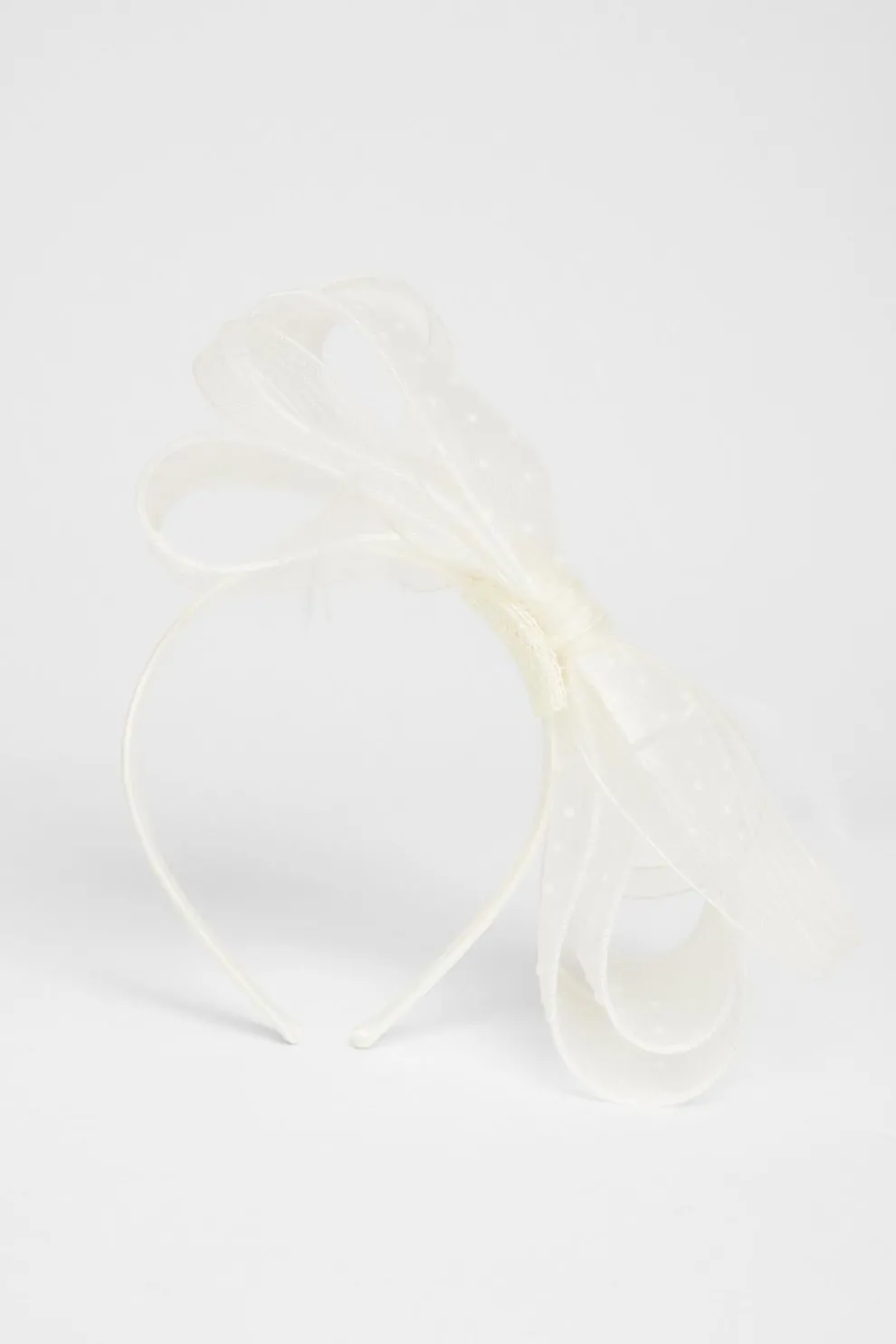 Cream Polka Dot Bow Fascinator