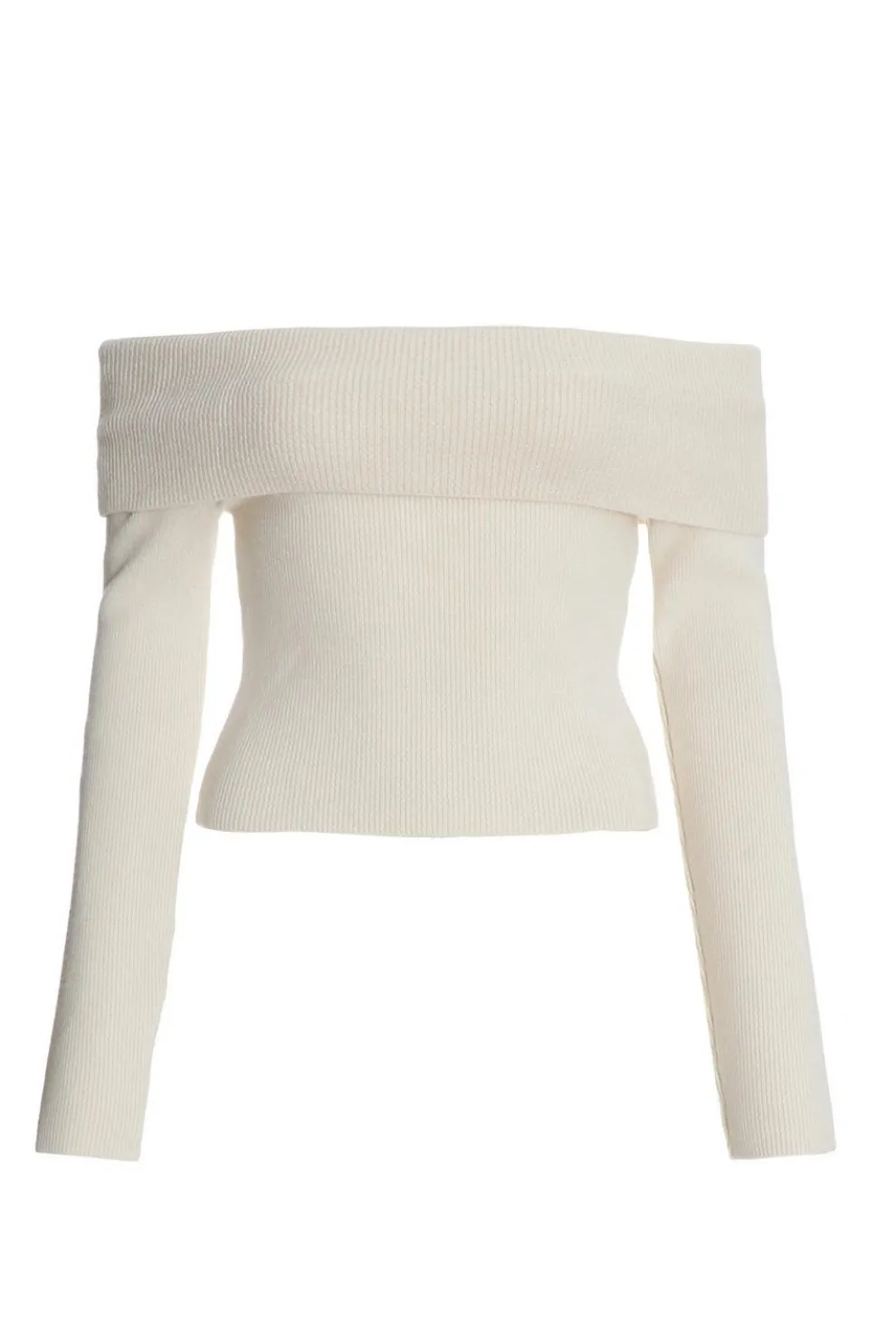 Cream Ribbed Bardot Jumper