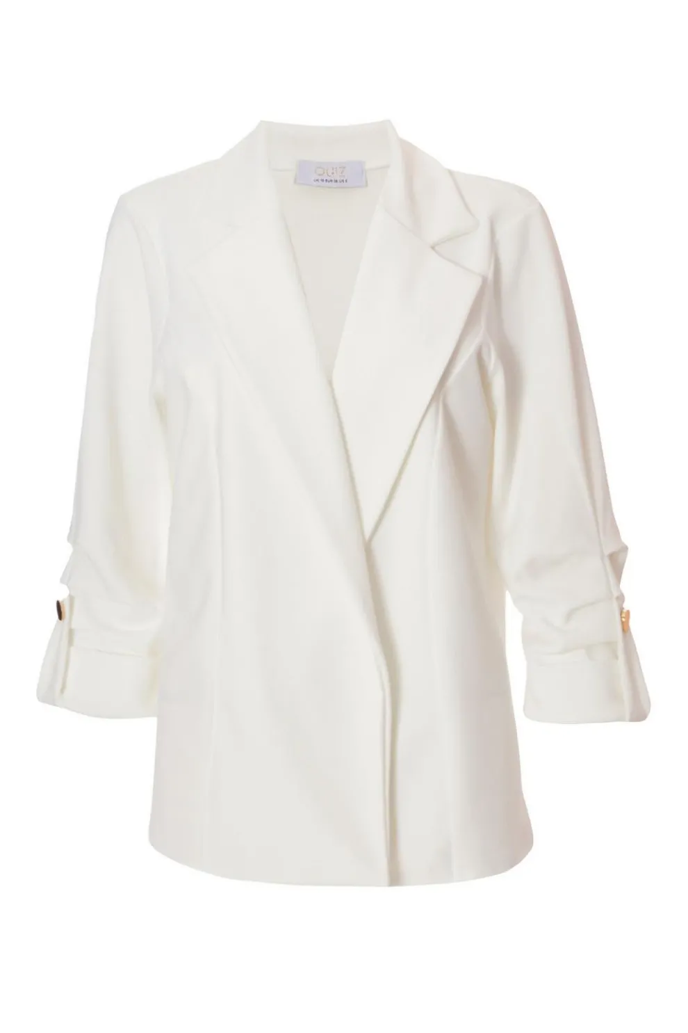 Cream Ruched Sleeve Blazer