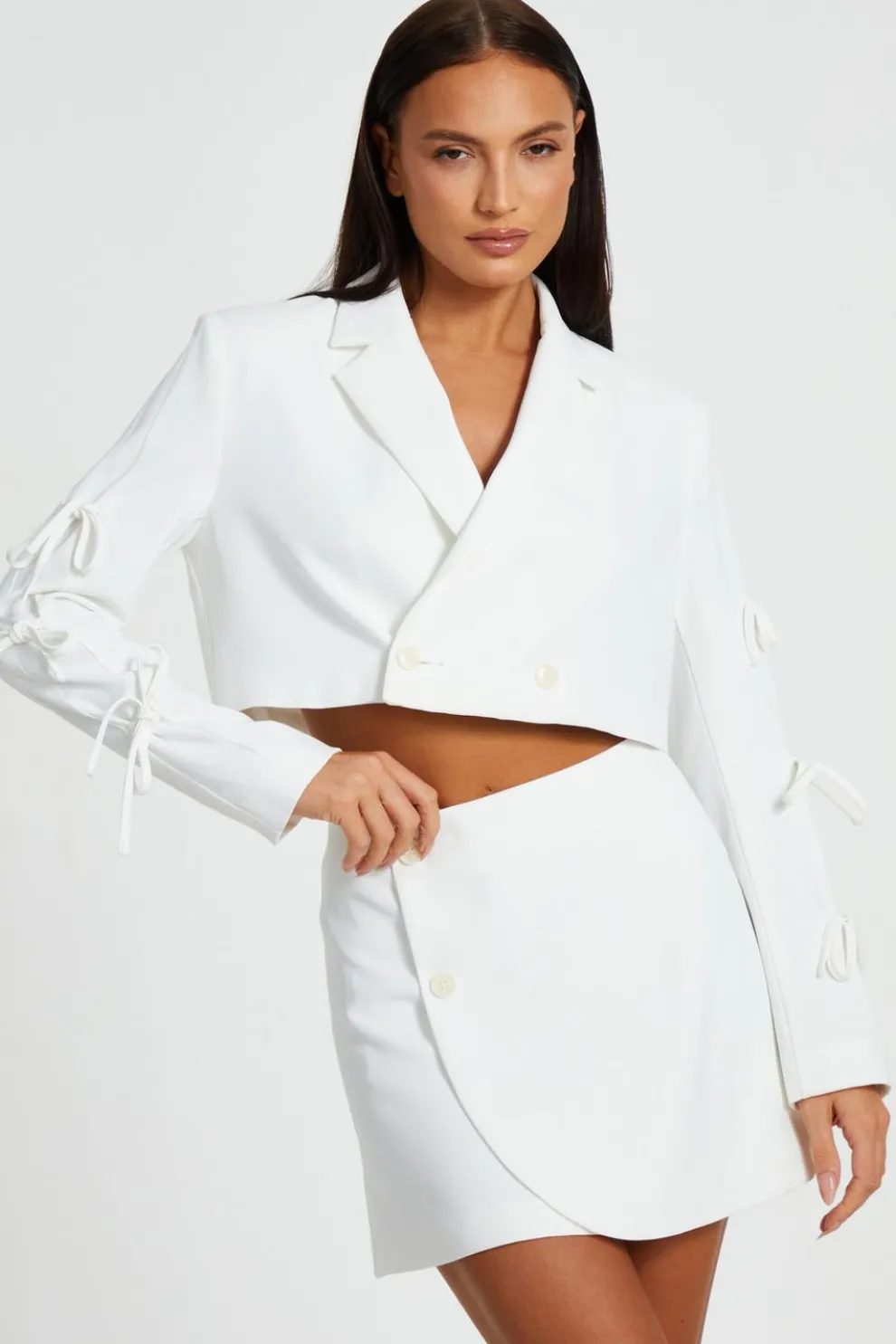 Cream Wrap Mini Skirt