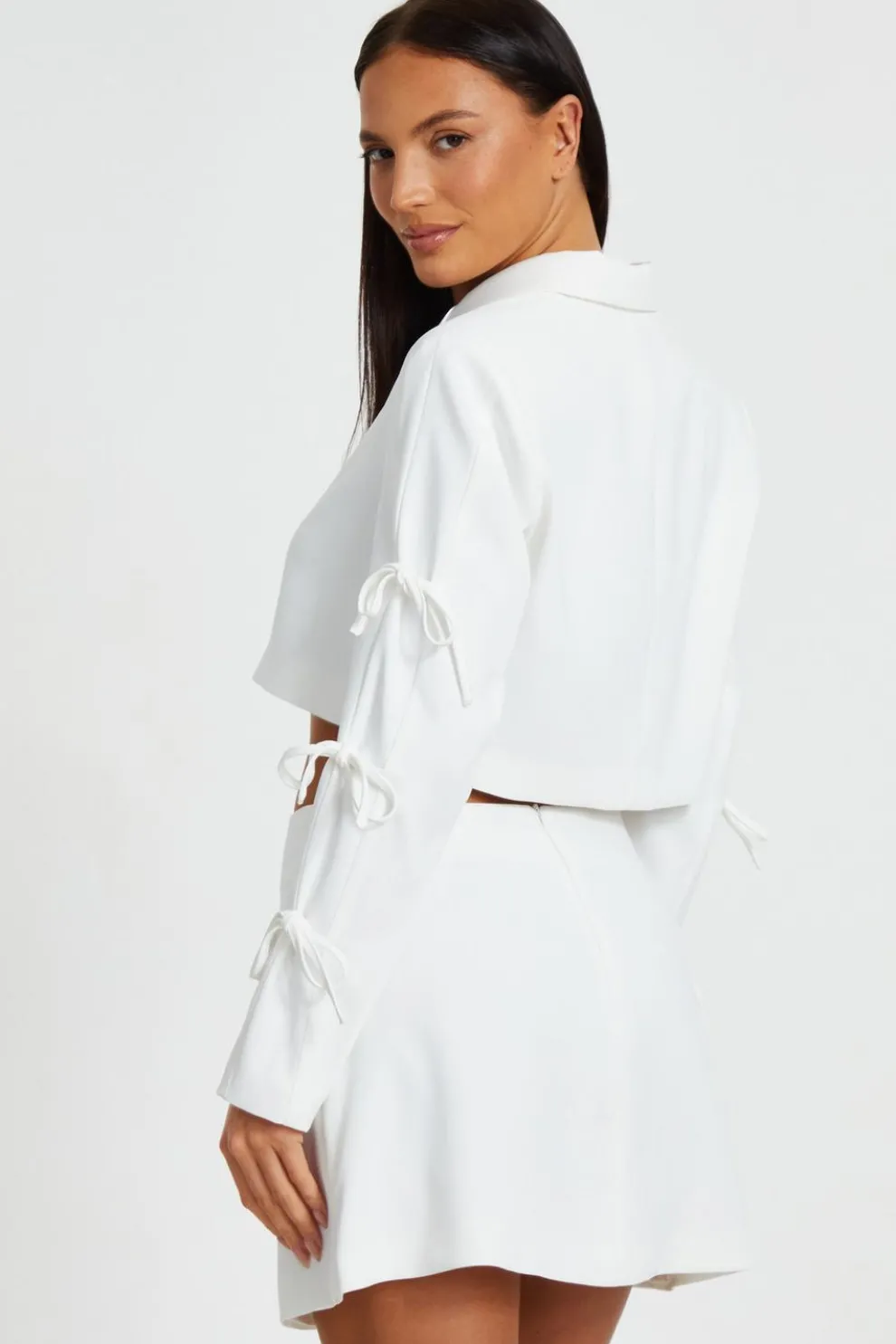 Cream Wrap Mini Skirt