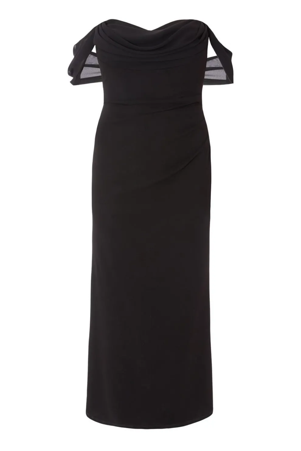 Curve Black Chiffon Bardot Maxi Dress