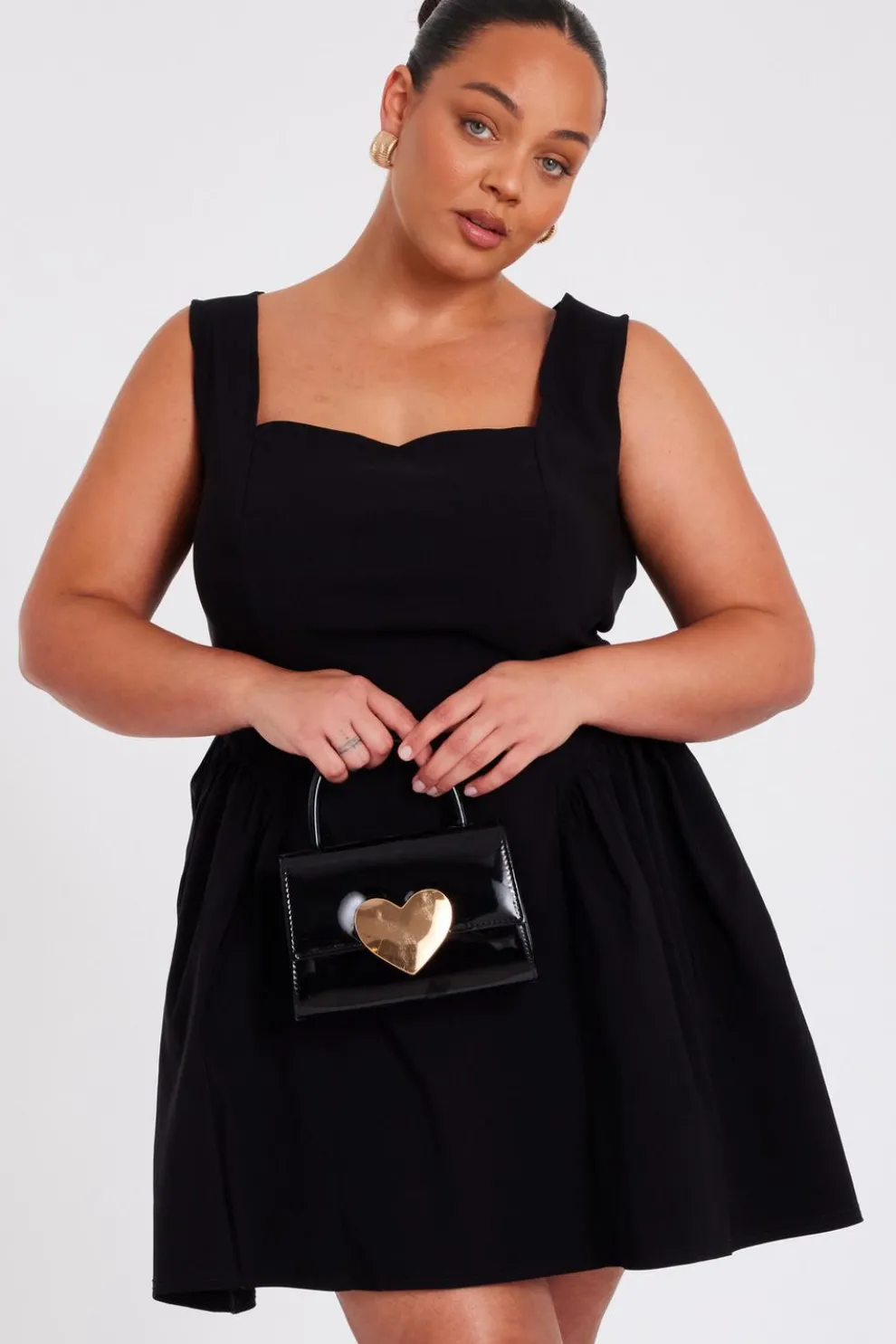 Curve Black Drop Waist Mini Dress