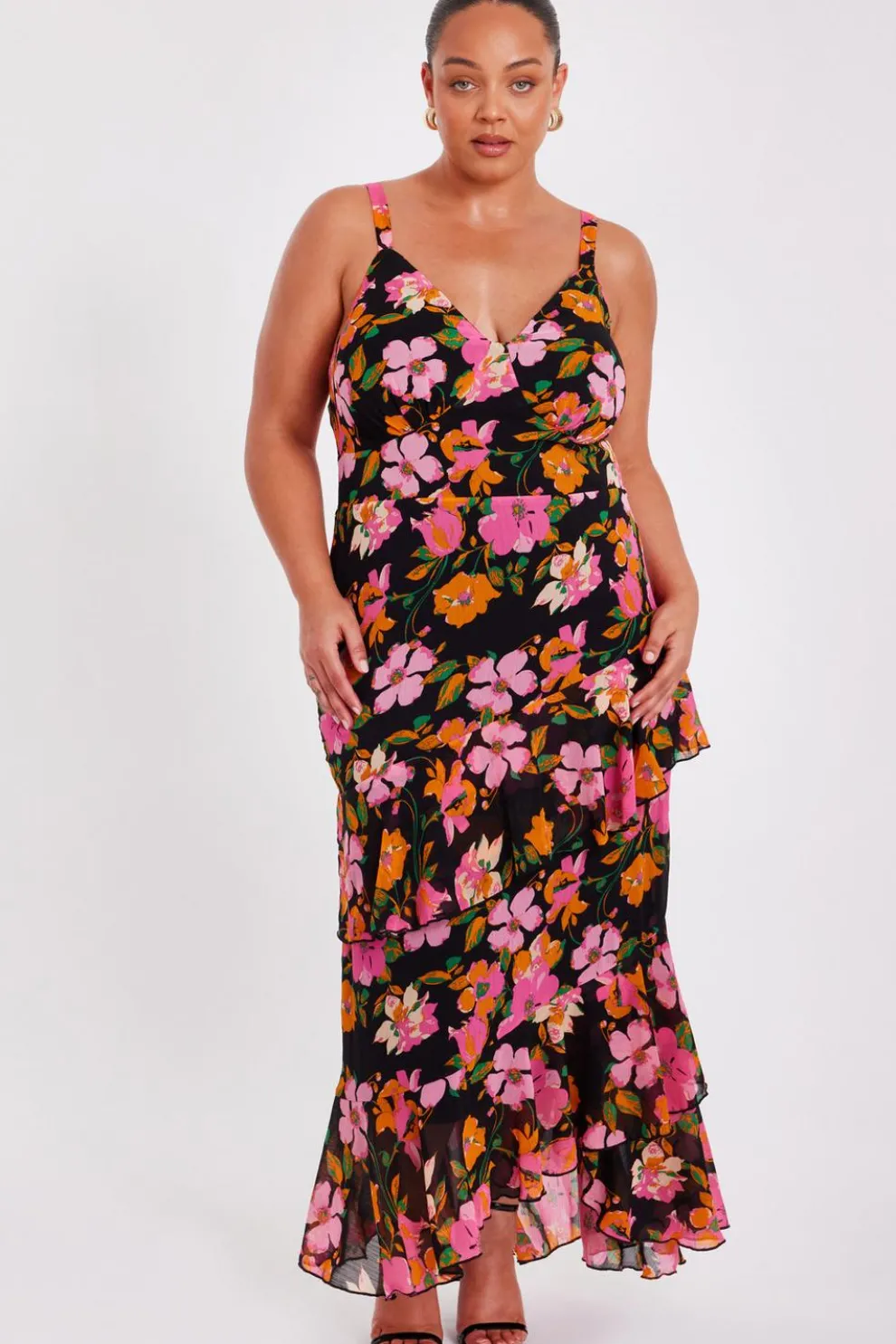 Curve Black Floral Midaxi Dress