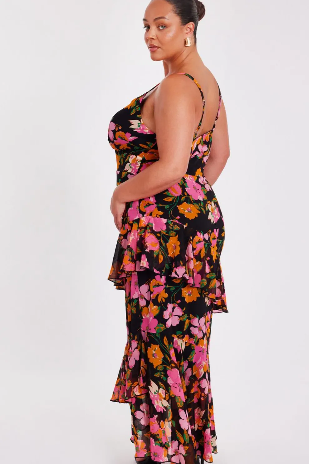 Curve Black Floral Midaxi Dress