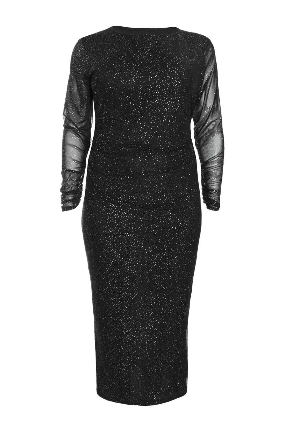 Curve Black Glitter Mesh Midaxi Dress