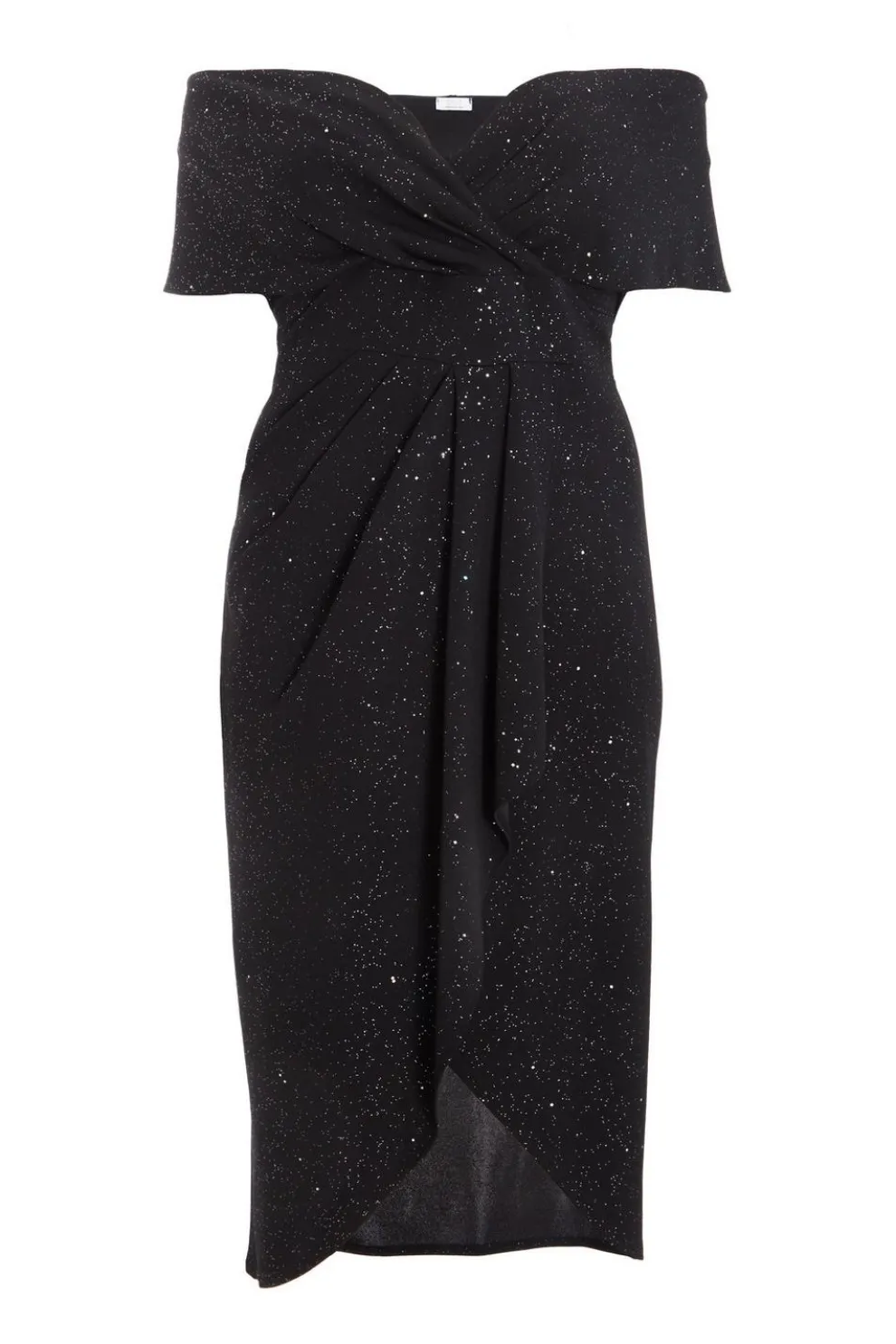 Curve Black Glitter Bardot Midi Dress
