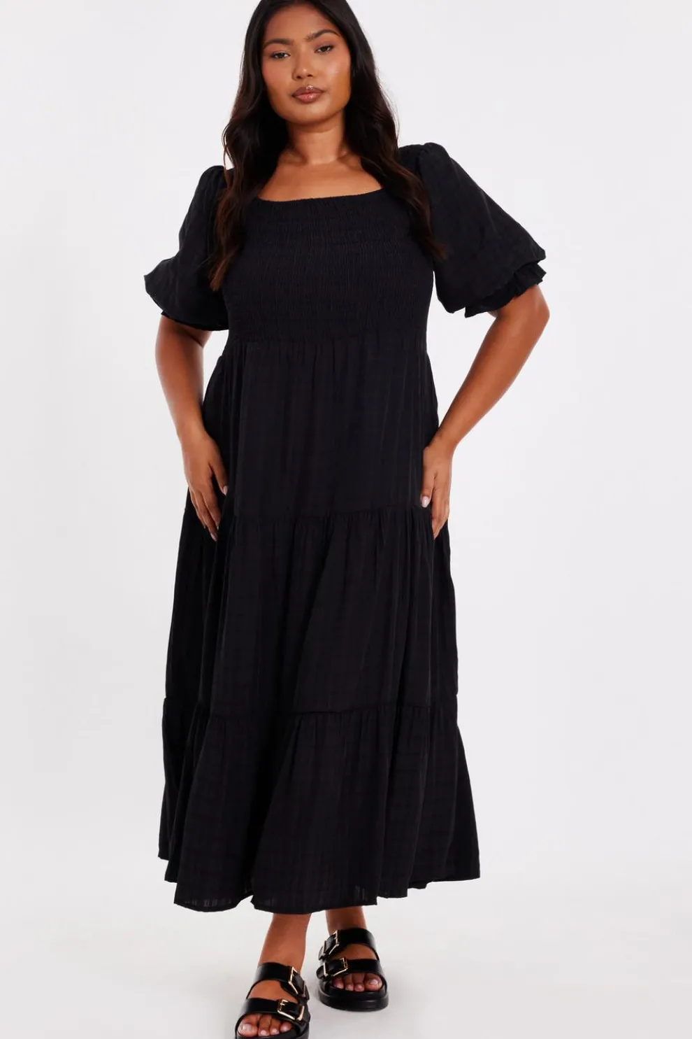 Curve Black Jacquard Midaxi Dress