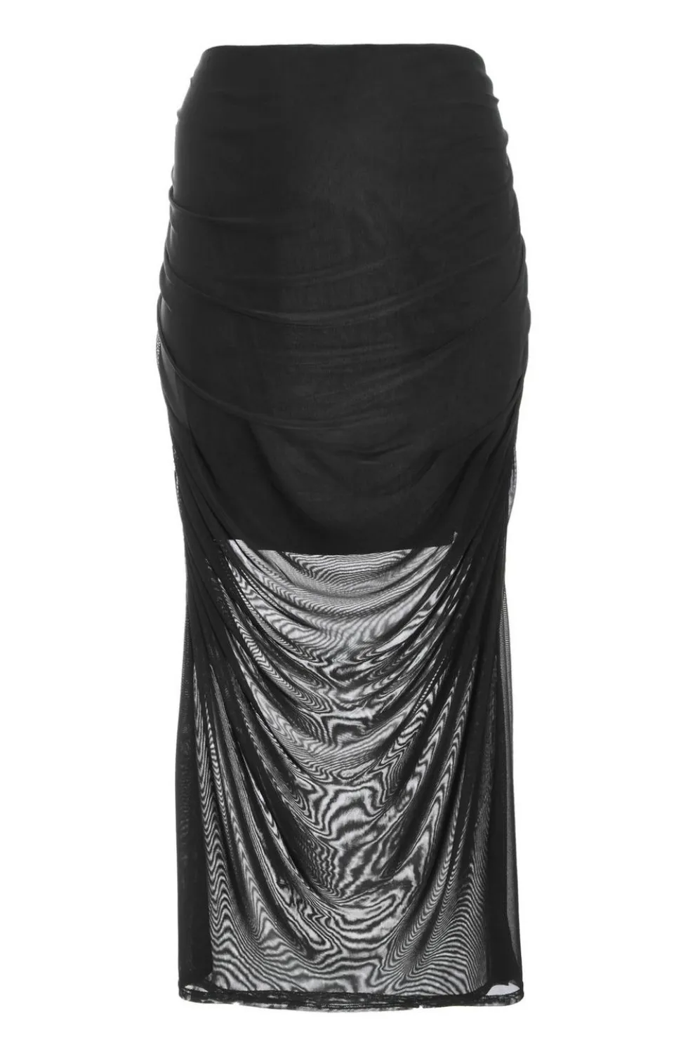 Curve Black Mesh Midaxi Skirt