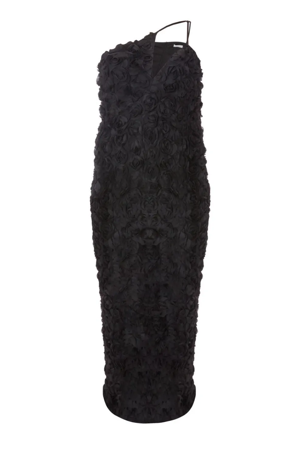 Curve Black One Shoulder Floral Maxi Dress