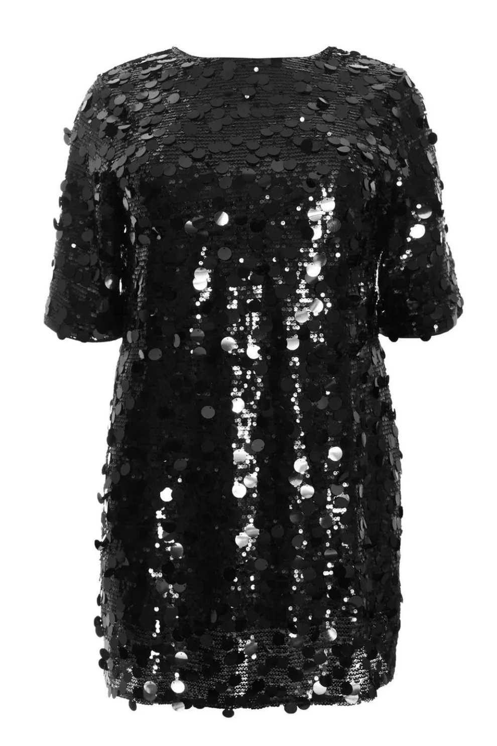 Curve Black Sequin Boxy Tunic Dress