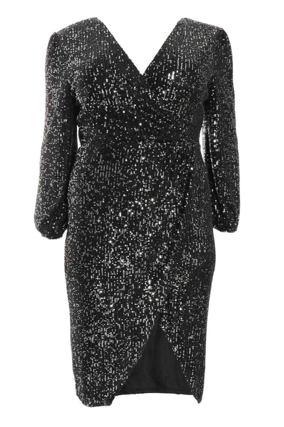 Curve Black Sequin Midi Dress