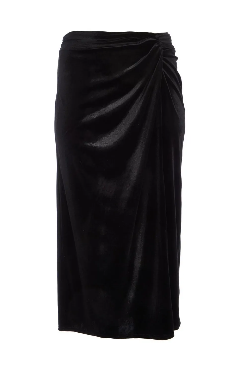 Curve Black Velvet Maxi Skirt
