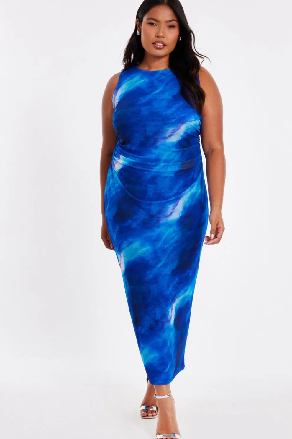 Curve Blue Marble Midaxi Dress