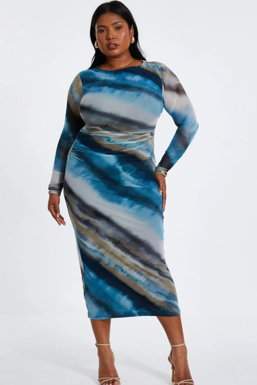 Curve Blue Ombre Mesh Midaxi Dress