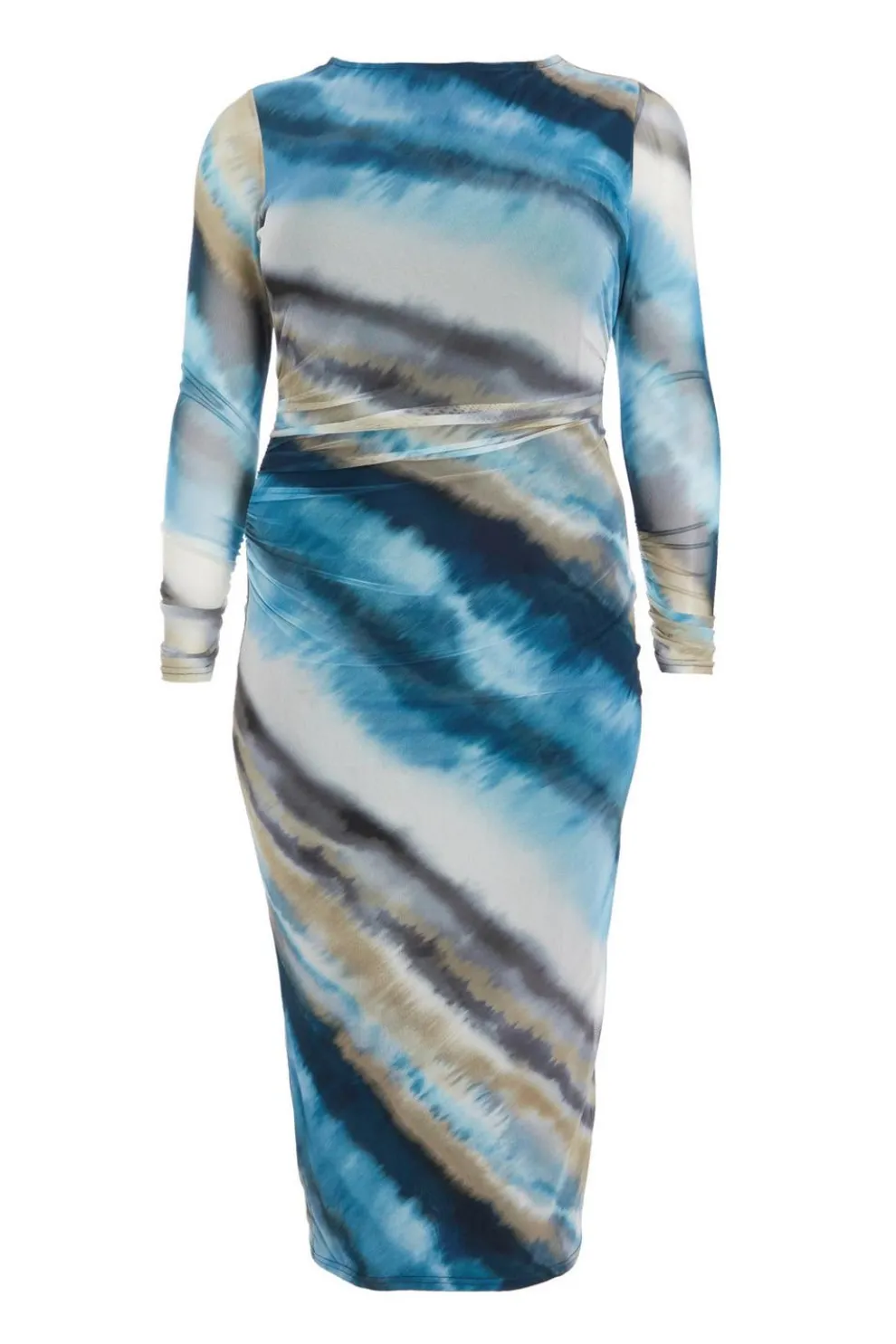 Curve Blue Ombre Mesh Midaxi Dress