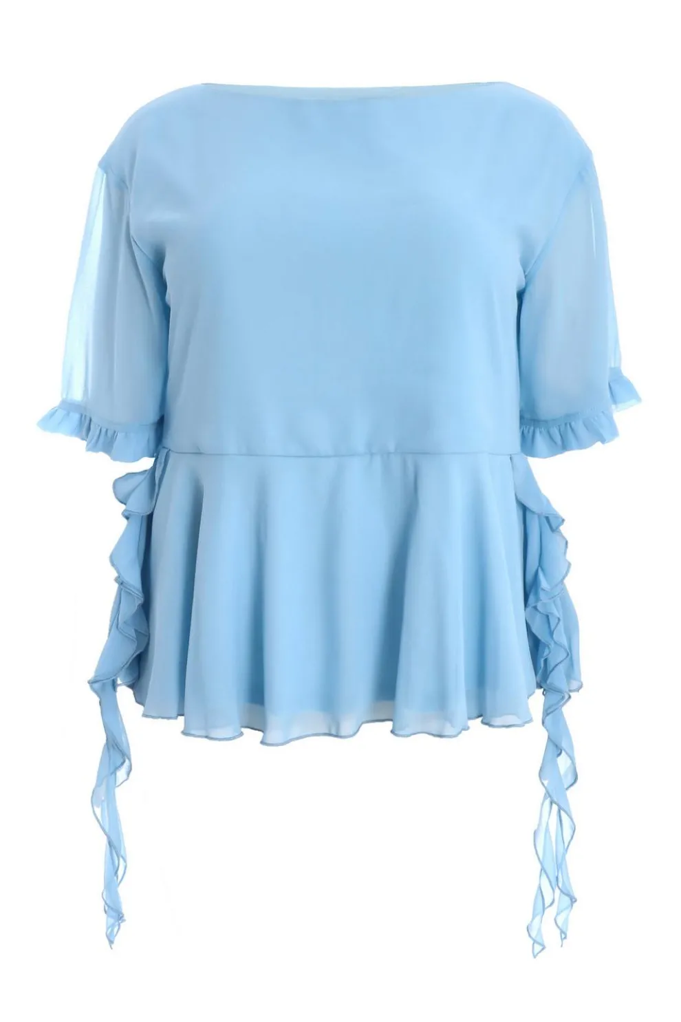 Curve Blue Ruffle Peplum Top