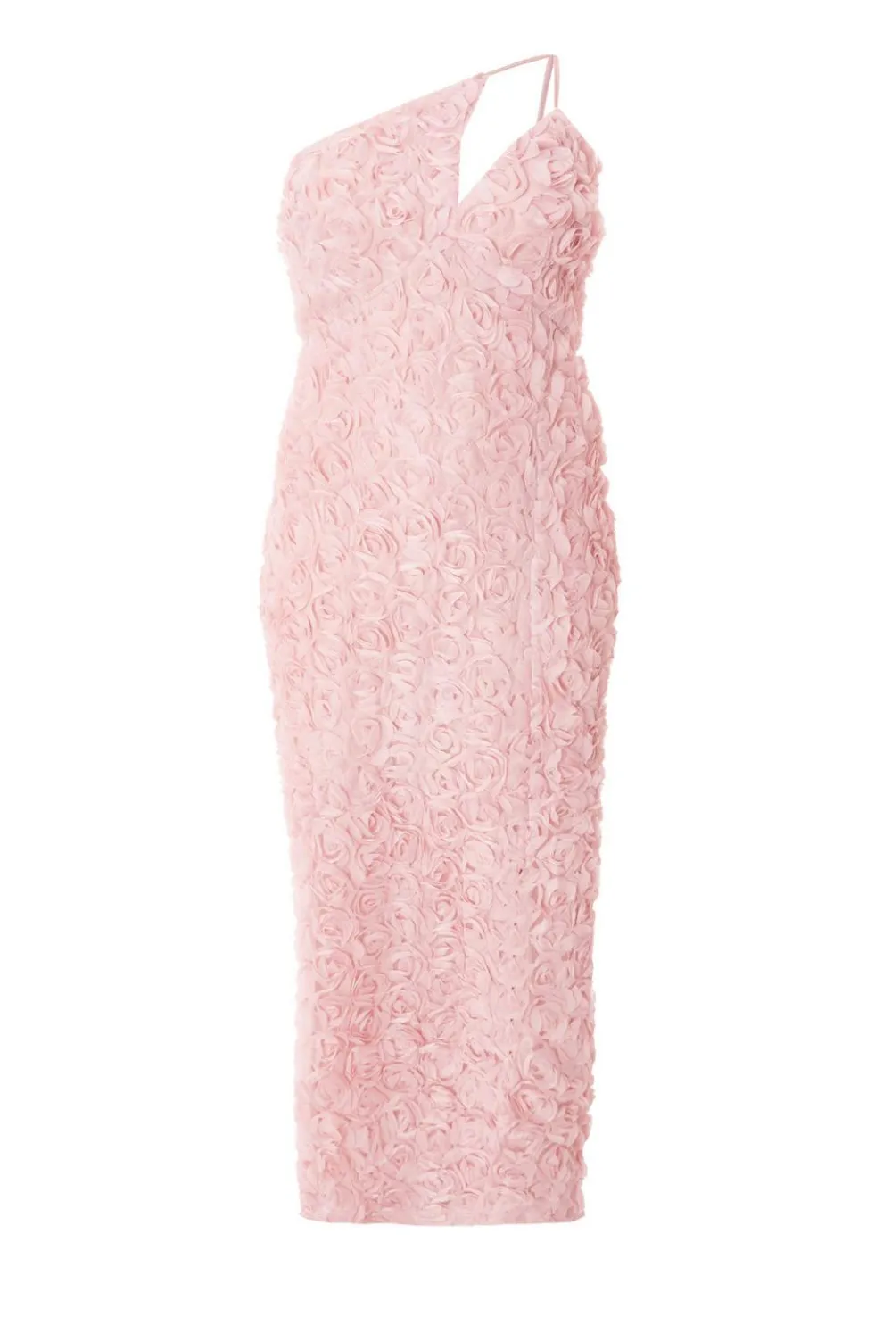 Curve Blush One Shoulder Floral Maxi Dress