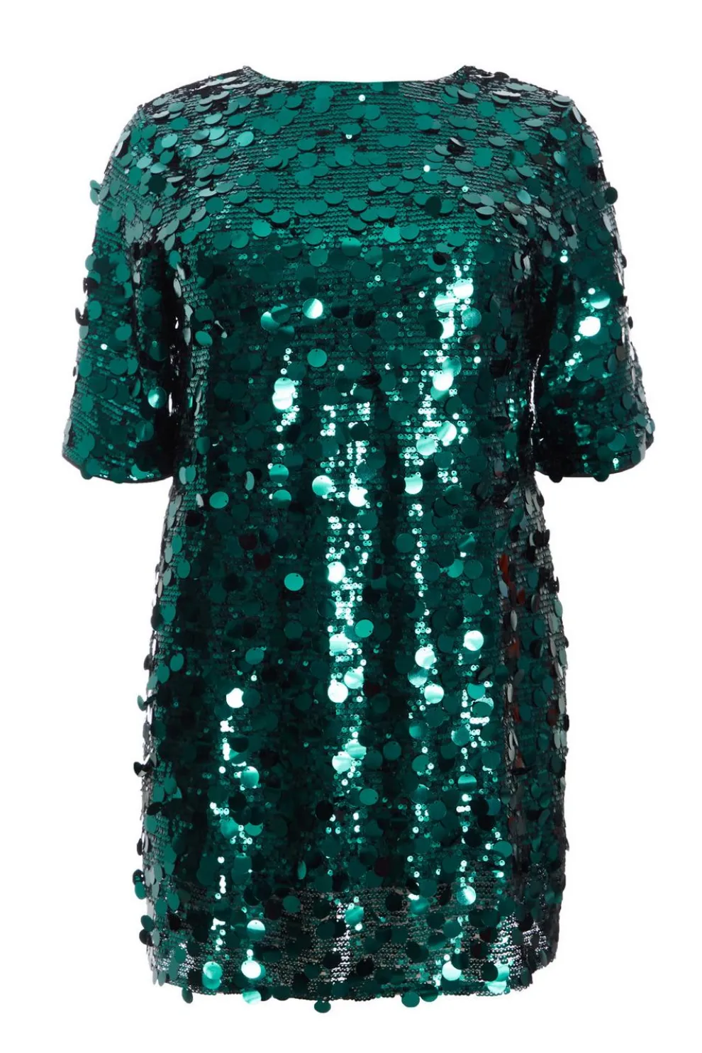 Curve Bottle Green Sequin Boxy Tunic Dress