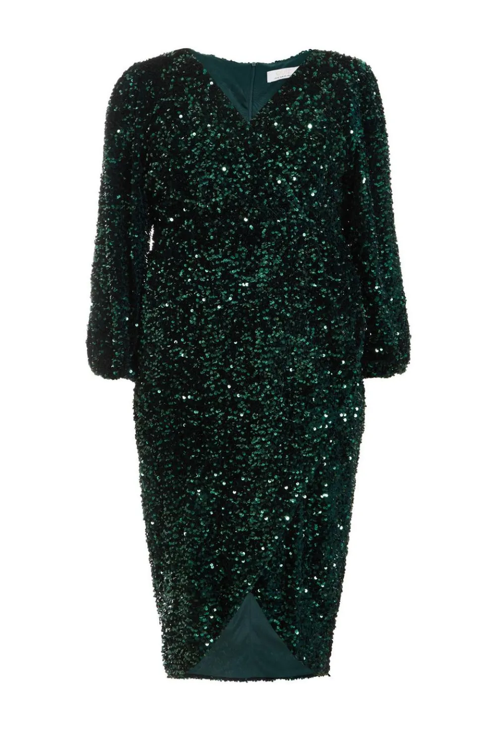 Curve Bottle Green Sequin Midi Dress