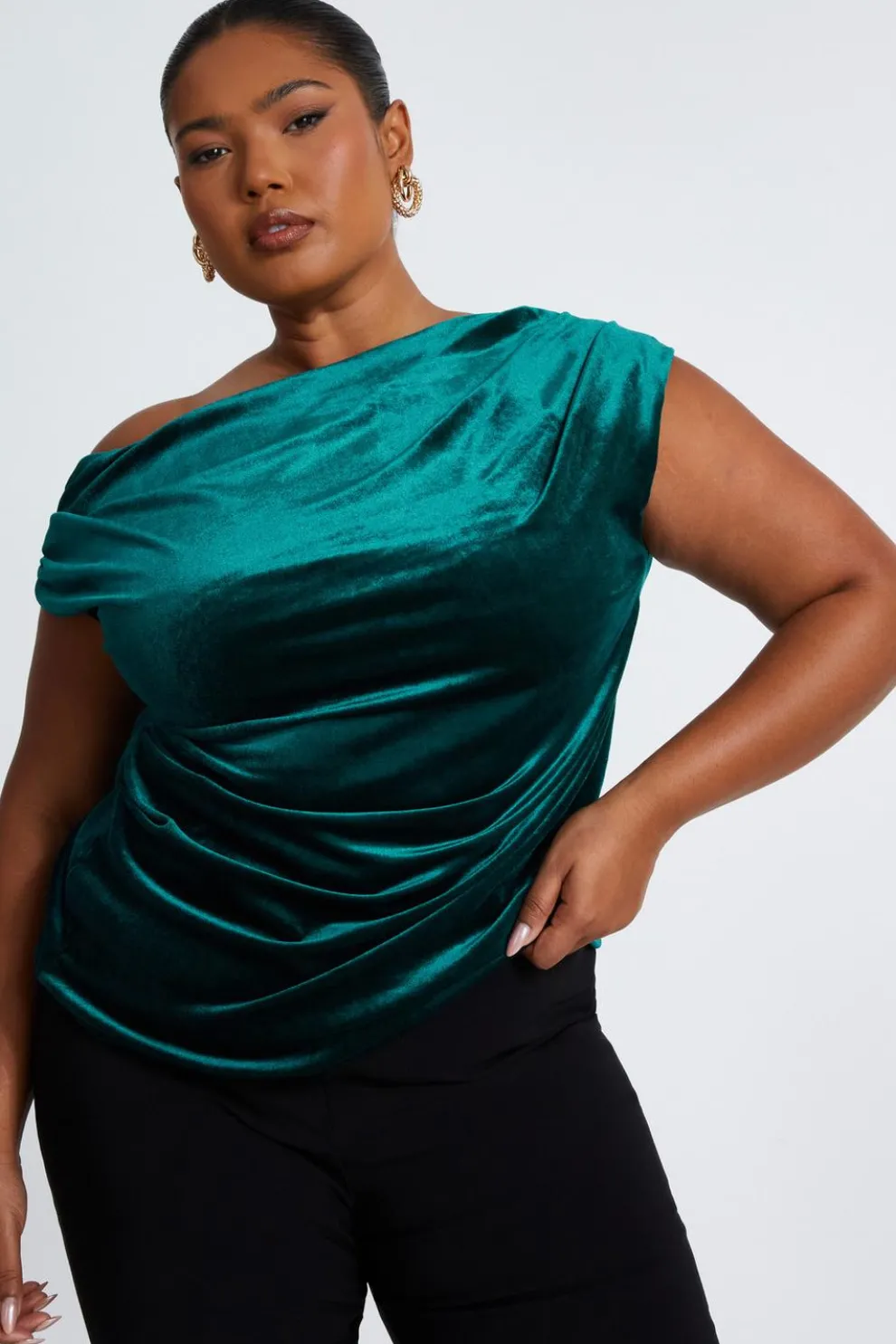 Curve Bottle Green Velvet Top