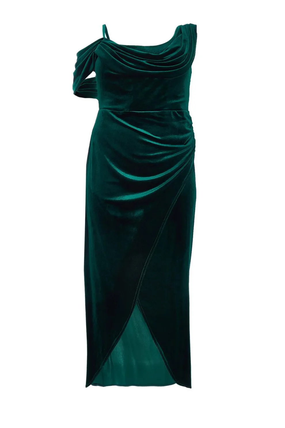 Curve Bottle Green Velvet Maxi Dress