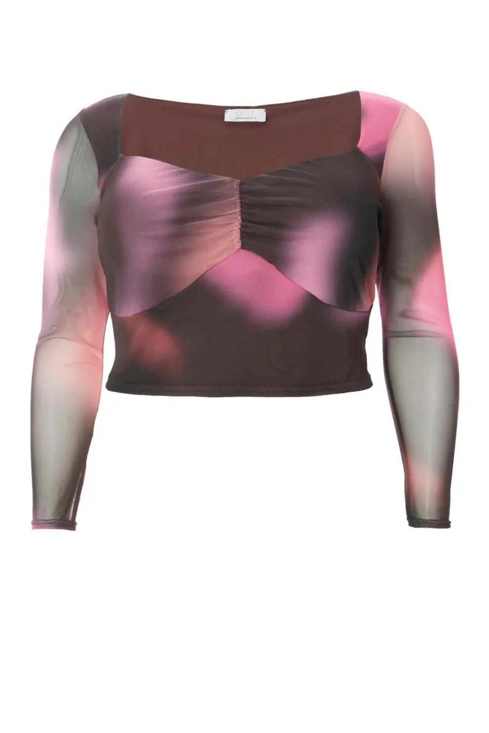 Curve Brown Marble Print Crop Top