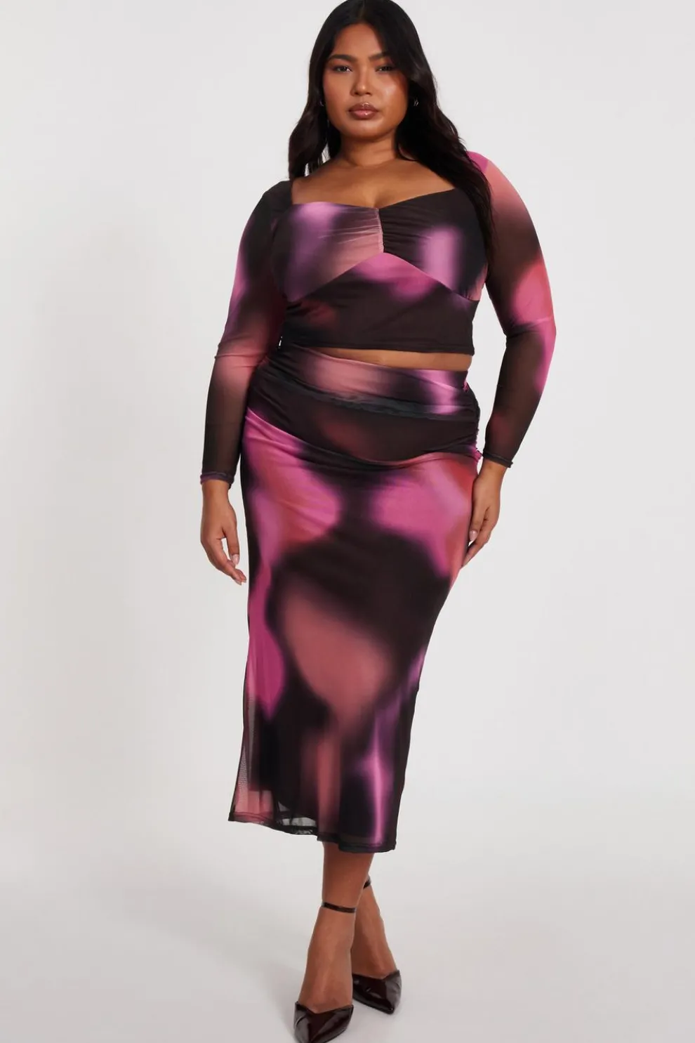 Curve Brown Marble Midaxi Skirt